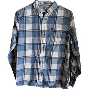 Abercrombie Kids Blue White Plaid Button Down LS Boys Size 15/16 EUC